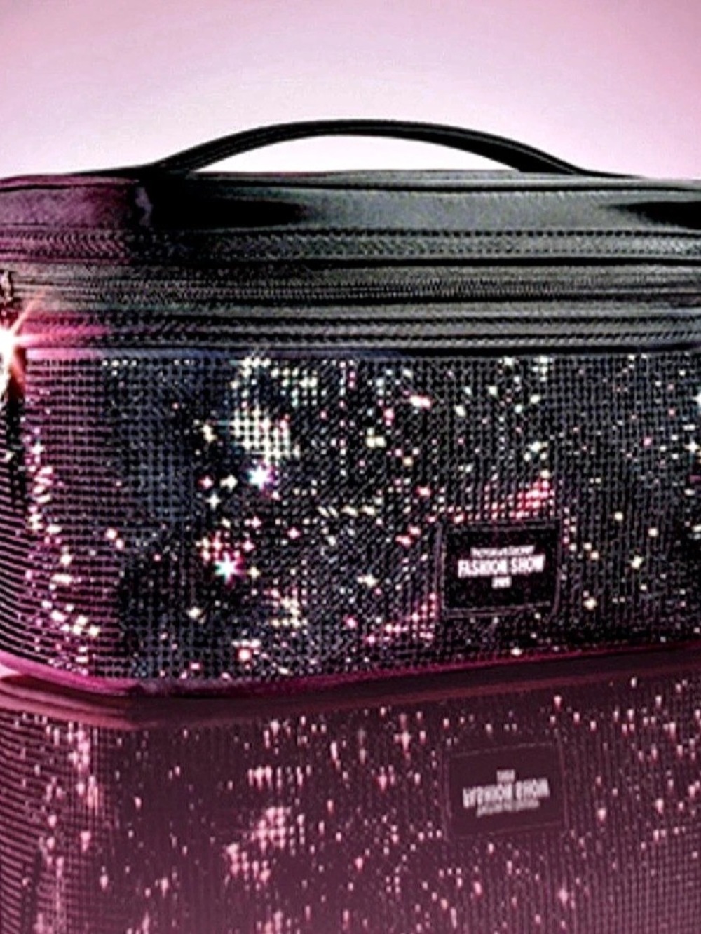 Victoria's Secret Fashion 2026 Show Train Case Cosmetic Bag Black SEQUIN/BLING